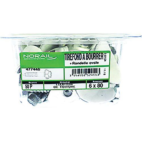 Tirefond à bourrer tête hexagonale avec rondelle ovale - Norail