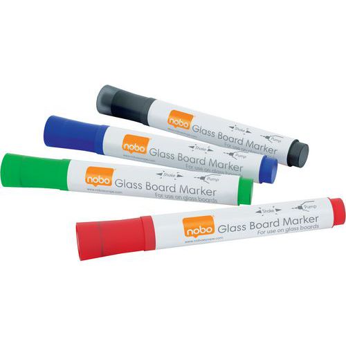 Marqueur effaçable Premium pour tableaux en verre - Assortis - Nobo Marqueur effaçable Premium pour tableaux en verre - Assortis - Nobo