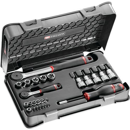 Coffret douilles 1/4 pouces - 1/2 pouces Torx - 26 pièces