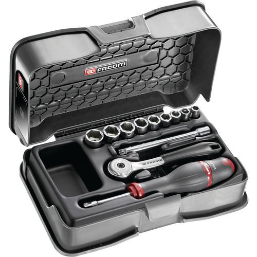 Coffret douilles 1/4 pouces 6 pans - 12 pièces cliquet R.151B. Coffret douilles 1/4 pouces 6 pans - 12 pièces cliquet R.151B.