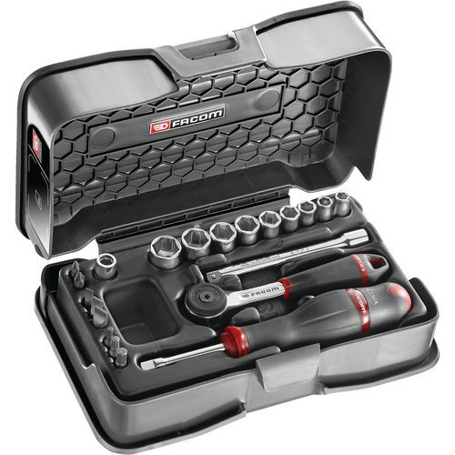 Coffret douilles 1/4 pouces 6 pans et embouts - 21 pièces