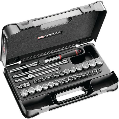 Coffret douilles 3/8 pouces 12 pans - 34 pièces Coffret douilles 3/8 pouces 12 pans - 34 pièces