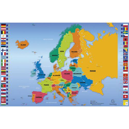 Sous-main rigide en PVC carte de l'Europe - 37,5x57,5cm - Exacompta