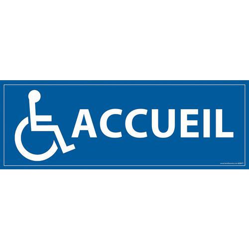 Signalétique information accueil + picto handicapé fond bleu PVC