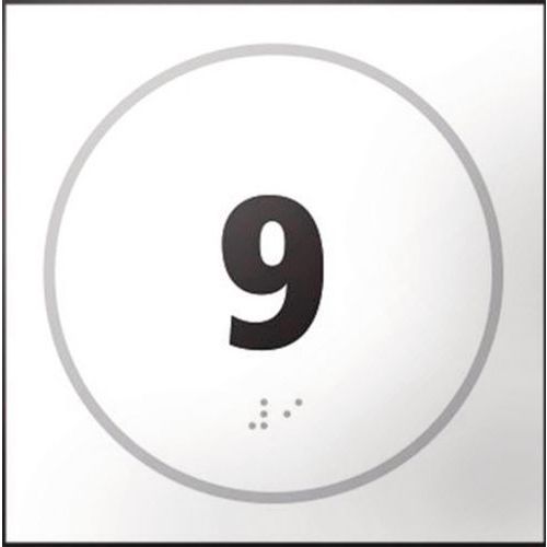 Panneau porte numéro 9 en relief et en braille
