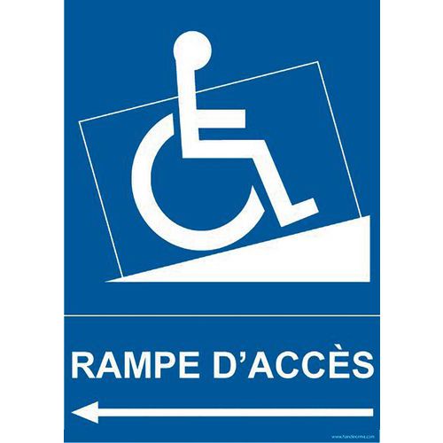 Panneau handicapé rampe accès flèche gauche