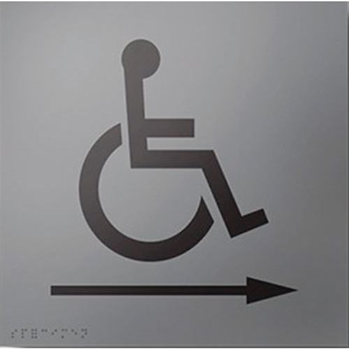 Panneau relief et braille picto handicapé flèche droite