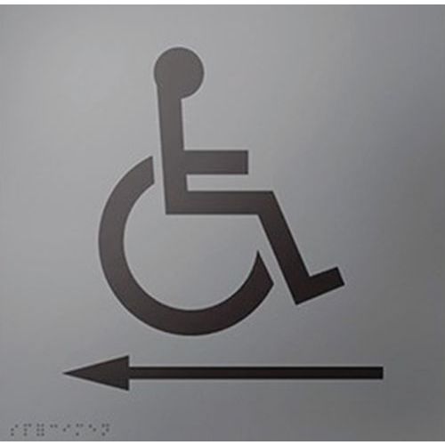 Panneau signalétique relief et braille picto handicapé flèche gauche