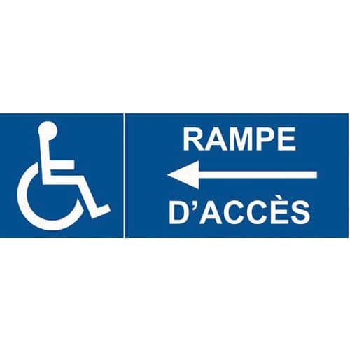Signalisation rampe d'accèsflèche à gauche + picto handicapé