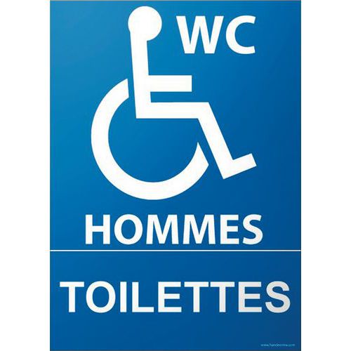 Panneau WC hommes WC + picto handicapé