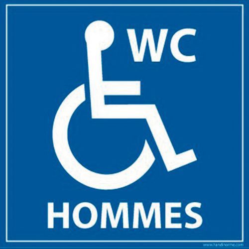 Panneau de signalisation WC hommes handicapé