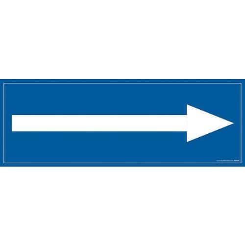 Signalisation information flèche vers la droite fond bleu 210 x 75 mm