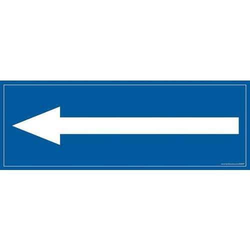 Signalisation information flèche vers la gauche fond bleu 210 x 75 mm