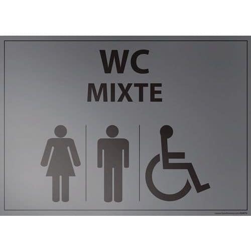 Plaque gravée mixte WC + personnes handicapées