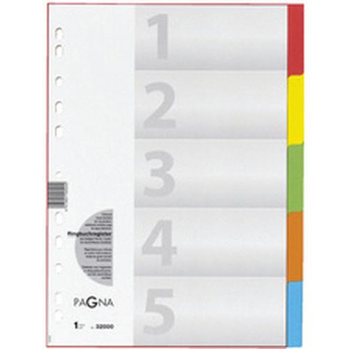 Intercalaires carton, A4, 5 positions, 5 couleurs