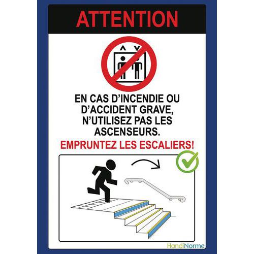 Poster A3 consignes évacuation escaliers Gauche