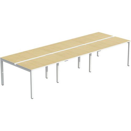 Bureau droit partagé plateau hêtre - 6 pôles - Meet By Paperflow