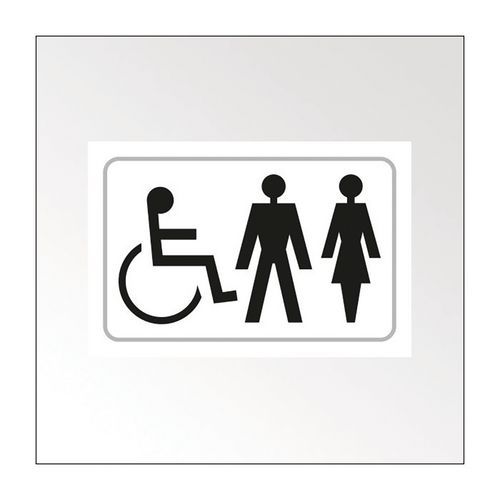 Panneau picto handicapé + homme + femme en relief et en braille