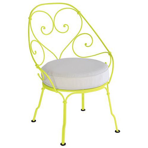 Fauteuil cabriolet 1900 coussin blanc grisé Fermob