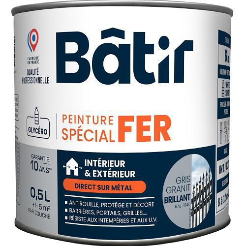 Peinture antirouille spécial fer Brillant -0,5 L - Batir