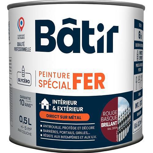 Peinture antirouille spécial fer Brillant -0,5 L - Batir