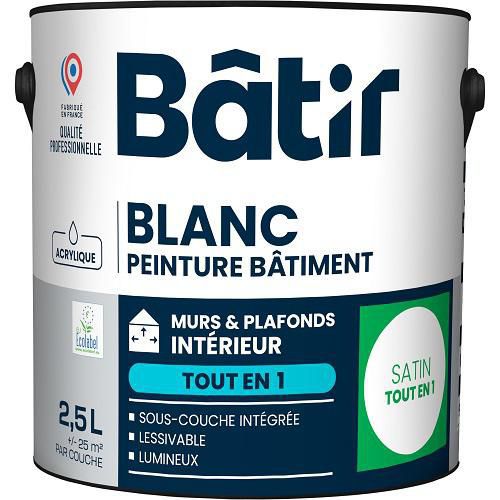 Peinture tout en 1 avec sous couche intégrée - Satin - Batir