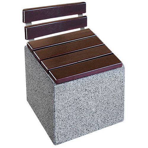 Assise cubique Kube béton granite avec assise et dossier bois - Benito