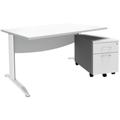 Pack bureau droit + caisson mobile Alma Simmob