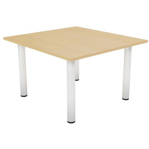 Table de réunion Elga plateau mélaminé pied tube MBA
