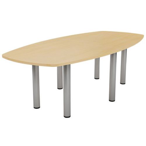 Table de réunion Elga plateau mélaminé pied tube MBA