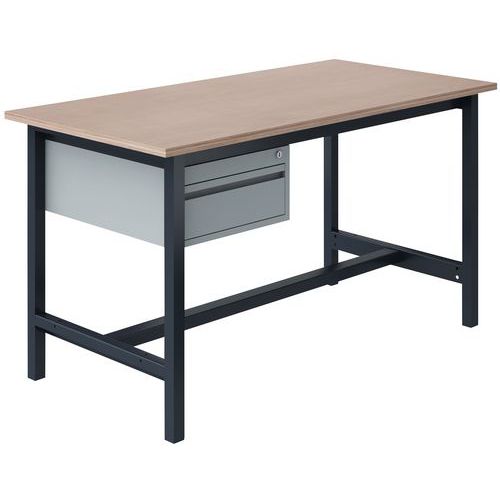 Etabli PTH plateau hêtre multiplis 24mm avec 1 tiroir Sofame Etabli PTH plateau hêtre multiplis 24mm avec 1 tiroir Sofame