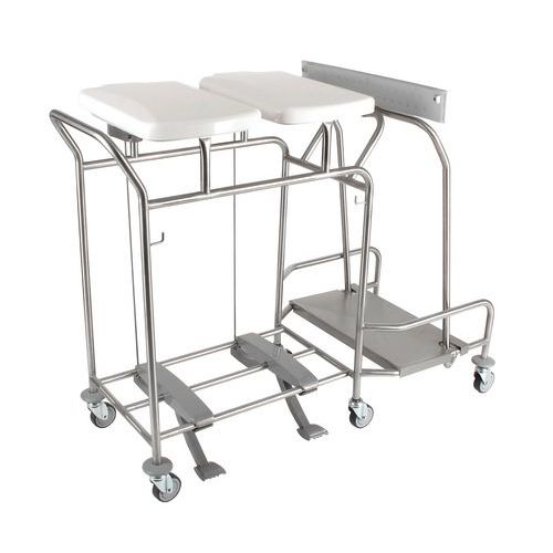 Chariot porte-sacs avec couvercle, collecteur, pédale Hygicar III Plus-Sclessin Fonction Linge