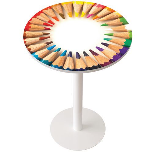 Table de réunion haute Easy Ø 80 cm plateau coloris Décor - Manutan Expert