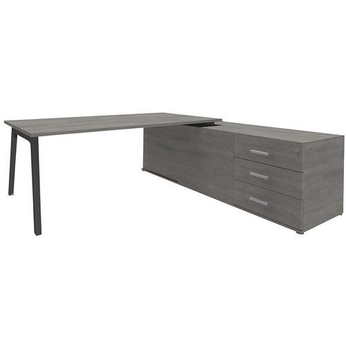 Bureau Steel Direction sur console 3 tiroirs Simmob