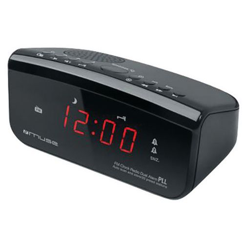 Radio-réveil double alarme MUSE noir - m12cr