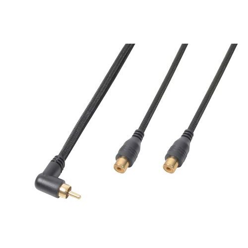 Cordon 1 x RCA mâle coudé / 1x RCA femelle 0,3 m