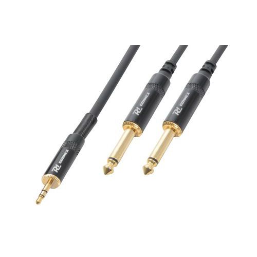 Cordon jack 3,5 mâle stéréo / 2 x jack 6,35 mono HQ