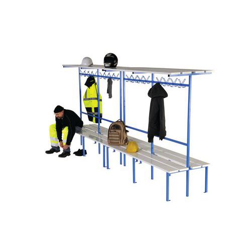 Banc vestiaire lattes PVC 1 ou 2 m double face à l'unité