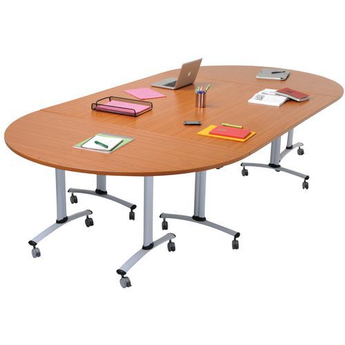 Pack réunion Axe stratifié 2 tables 160cm + 2 demi rondes 136cm - Manutan Expert