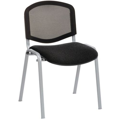 Lot de 5 chaises Bliz piètement gris dossier résille noir assise tissu