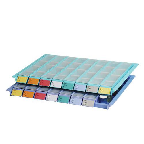 Plateau pilulier 600 x 400 vide bleu