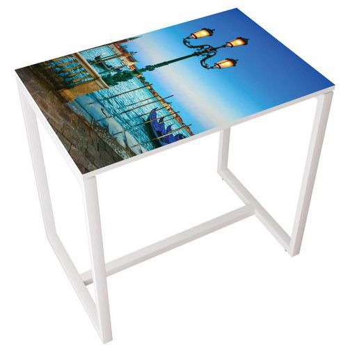 Table de réunion haute  4 personnes coloris Décor - Manutan Expert