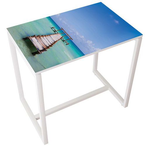Table de réunion haute  4 personnes coloris Décor - Manutan Expert