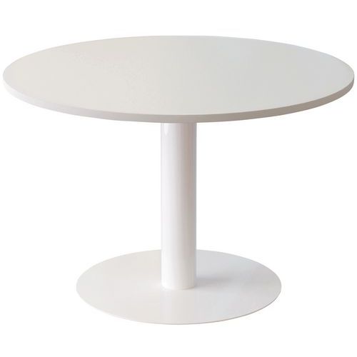 Table de réunion ronde Ø 115 cm Easy Office plateau Blanc