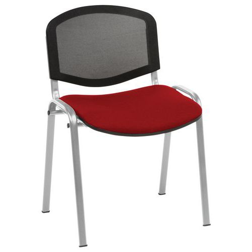 Lot de 5 chaises Bliz piètement gris dossier résille noir assise tissu