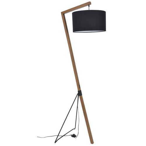 Lampadaire Bogart en bois et trépied en métal peint chêne Lampadaire Bogart en bois et trépied en métal peint chêne