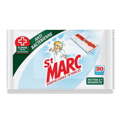 St Marc serpillières jetables imprégnées antibactérien - Paquet de 20