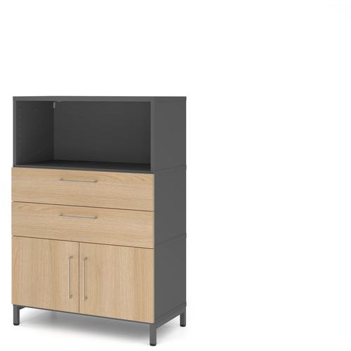 Armoire combi à 3 étagères - Socle acier - Hammerbacher