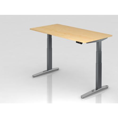 Bureau assis-debout pied aluminium XBHM - 160x80 cm - Hammerbacher