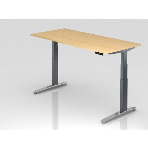 Bureau assis-debout pied aluminium XBHM - 180x80 cm - Hammerbacher